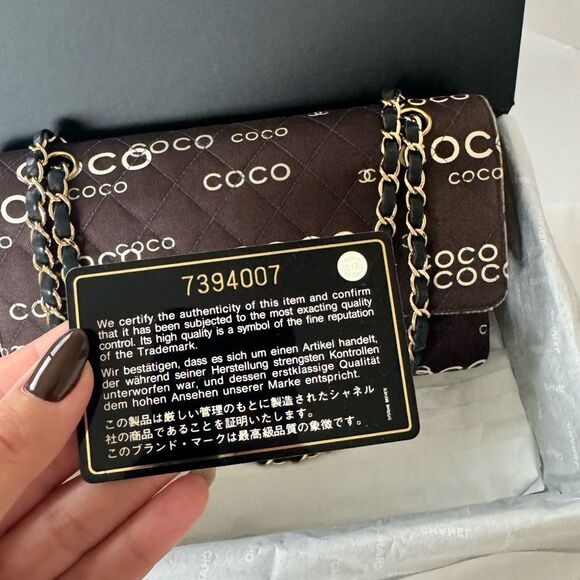 Chanel Canvas Coco Print Quilted Medium Classic Flap Double Flap Black White - Picture 4 of 16